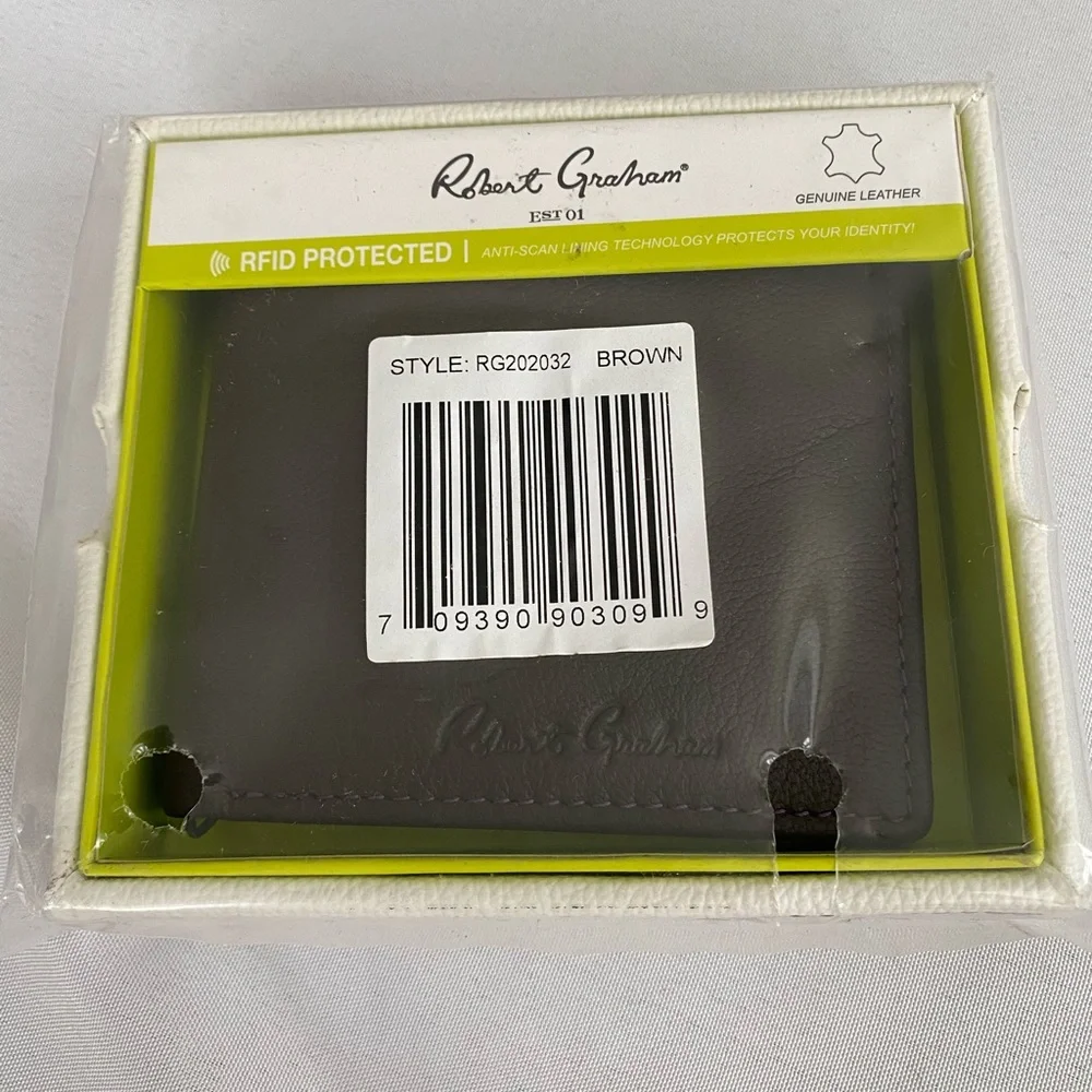 Robert Graham Men’s Namea I Bifold Leather Wallet Timeless Brown Classic NWT